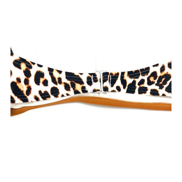 DKNY Women's Colorblocked Bandeau Leopard Animal Print Bikini Top Swim Medium - Picture 5 of 5